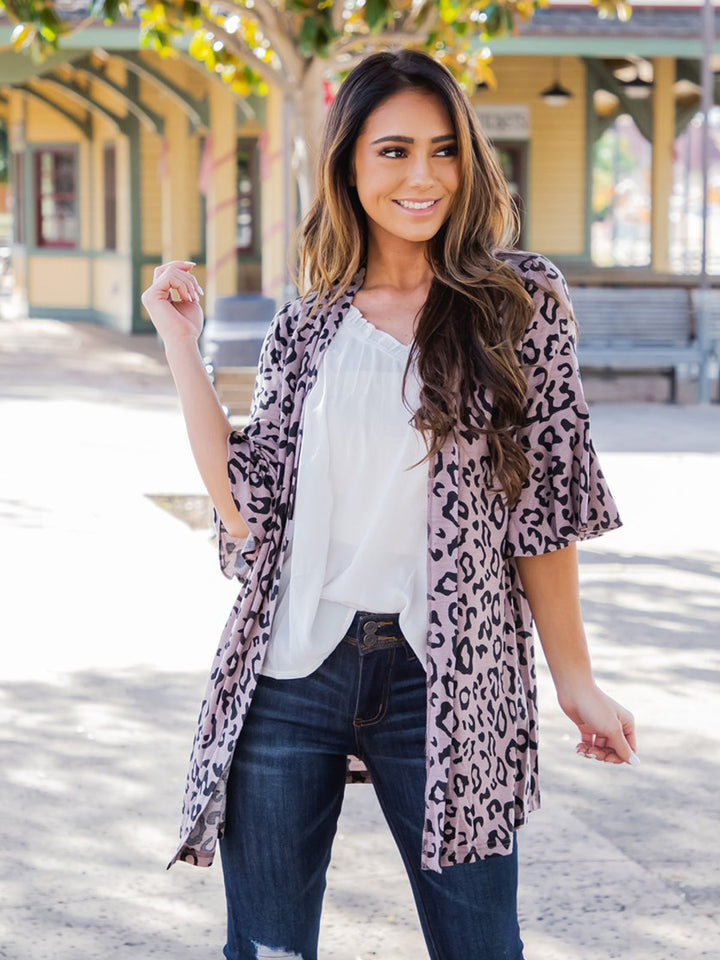 Animal Print Flare Sleeve Moxie Cardigan