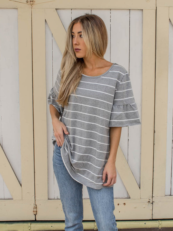 Palmer Thick Stripe Flare Sleeve Top