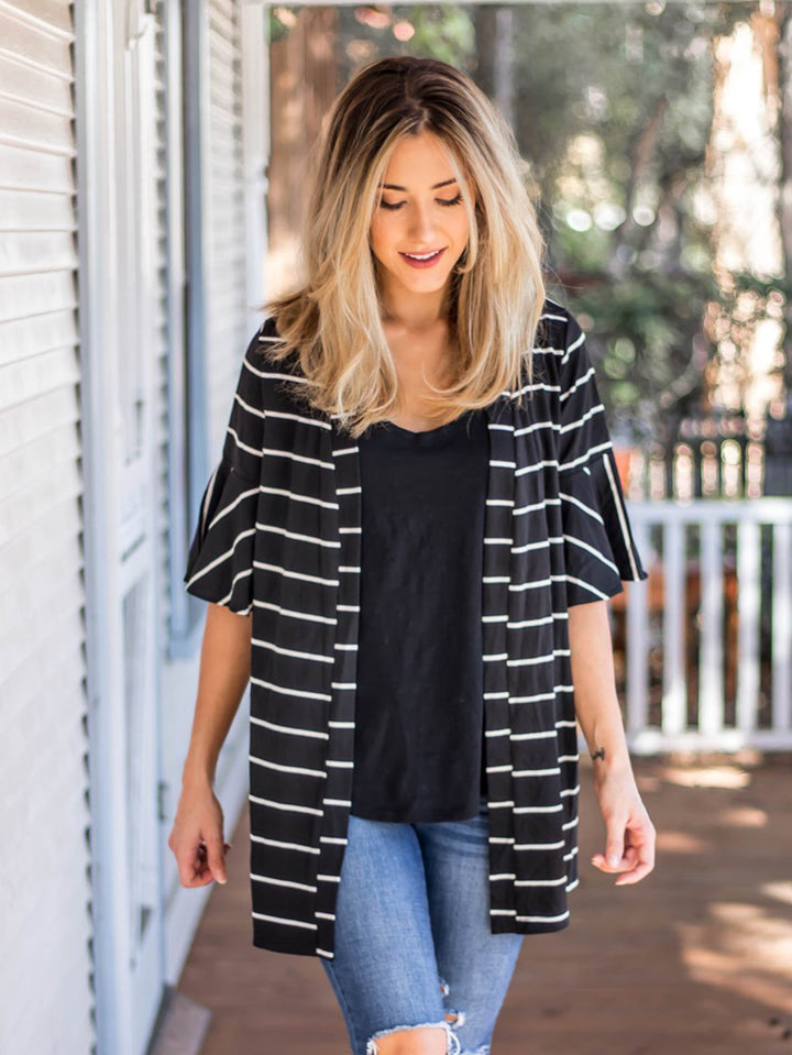 Stripe Flare Sleeve Kamdyn Cardigan