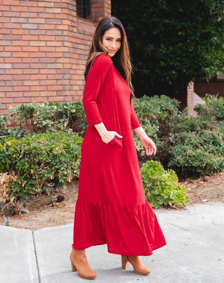 3/4 Sleeve Maxi Sander Dress