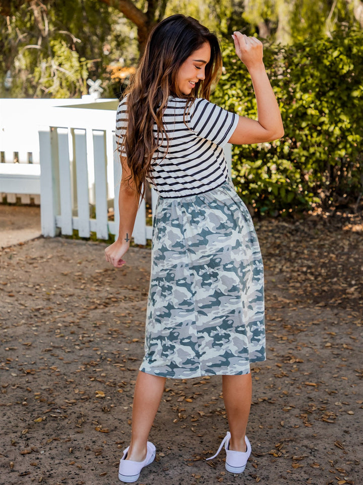 Striped Top Animal Print Callan Dress