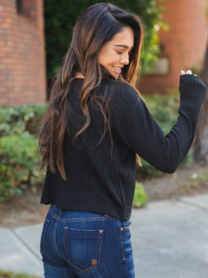 Cropped Button Birdie Top