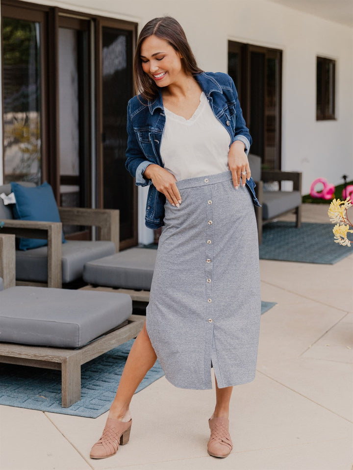 Scoop Hem Button Lyla Skirt