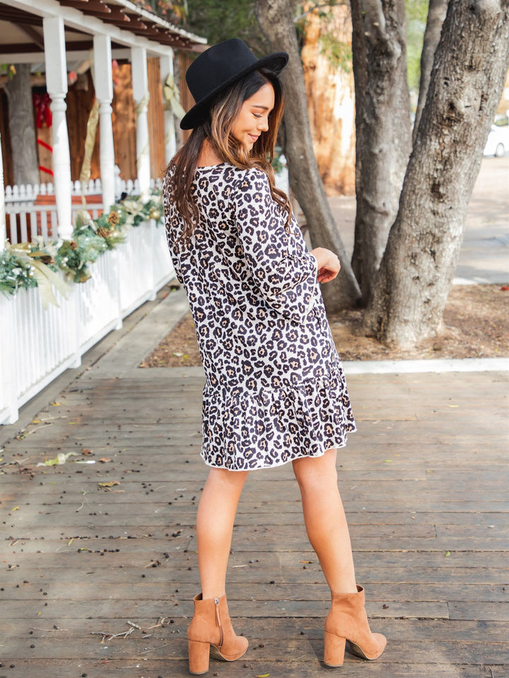 3/4 Sleeve Ruffle Hem Memphis Dress