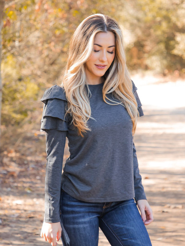Aida Ruffle Long Sleeve Top