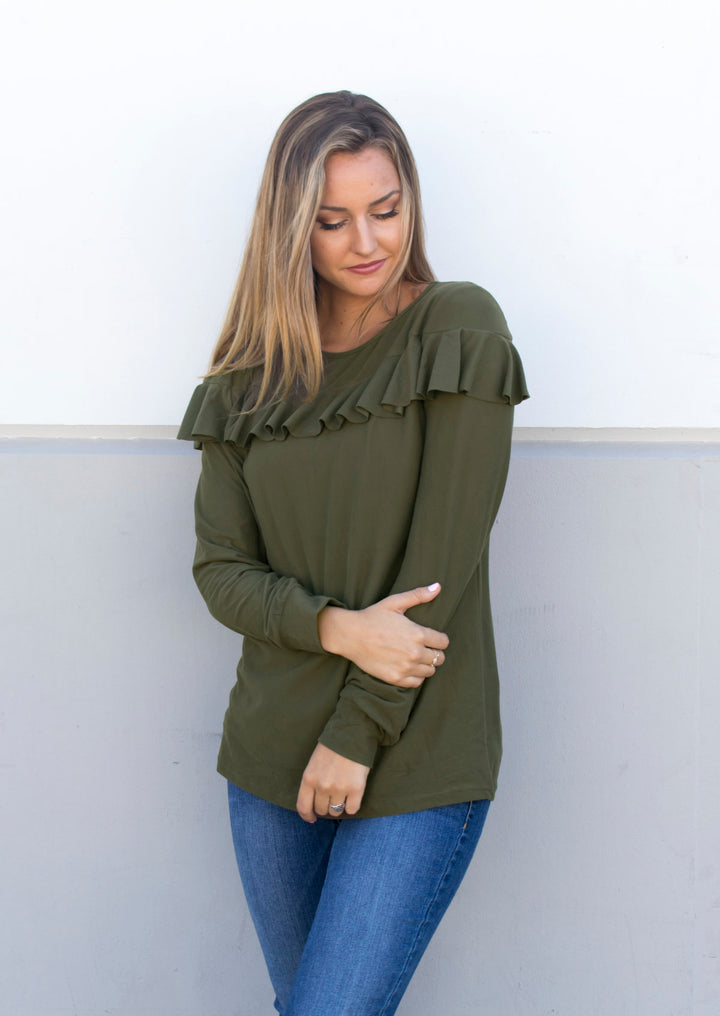 Ruffle Sweater - Tickled Teal LLC