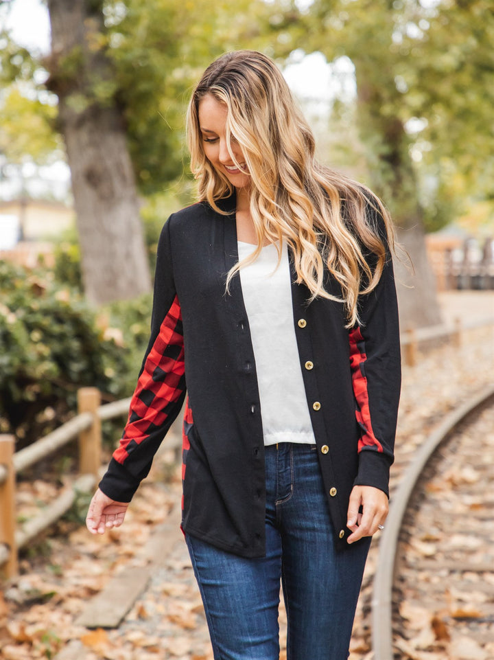 Plaid Back Dutch Cardigan