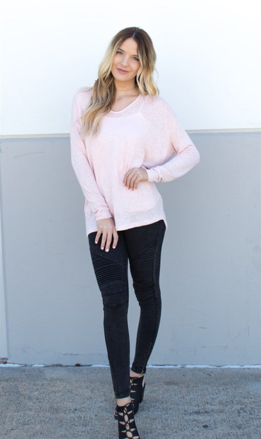 Lightweight Summer Sweater - Blush Pink - Tickled Teal LLC