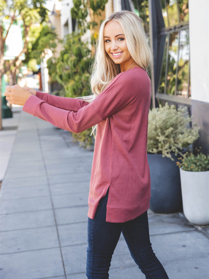 Waffle Knit Split Hem Rory Tunic
