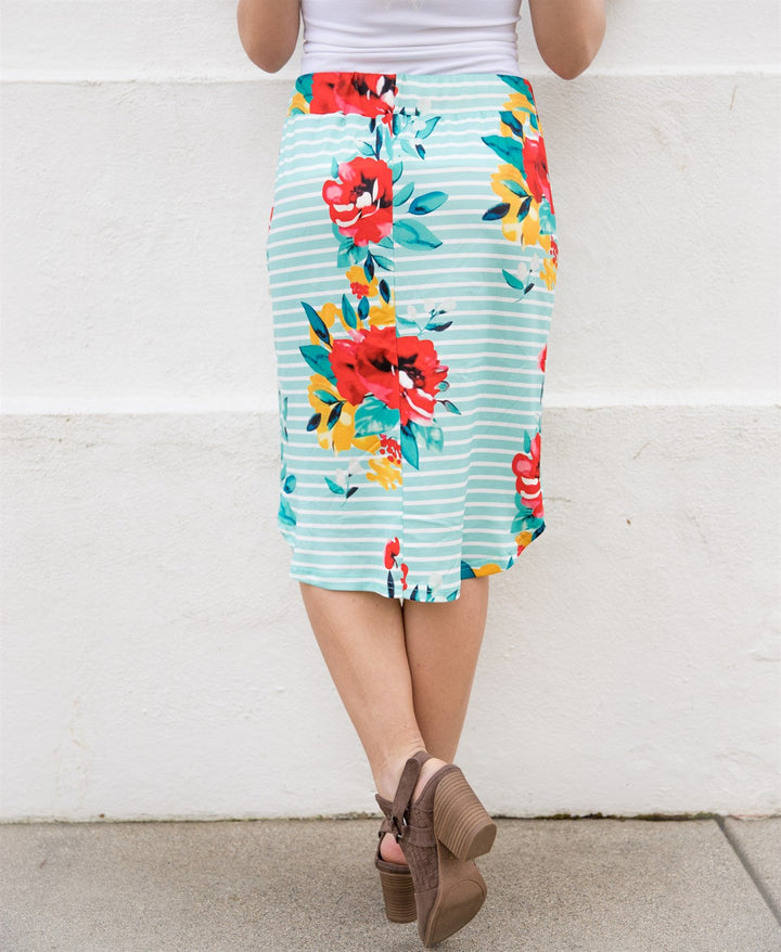 Large Floral & Stripe Jordan Weekend Skirt
