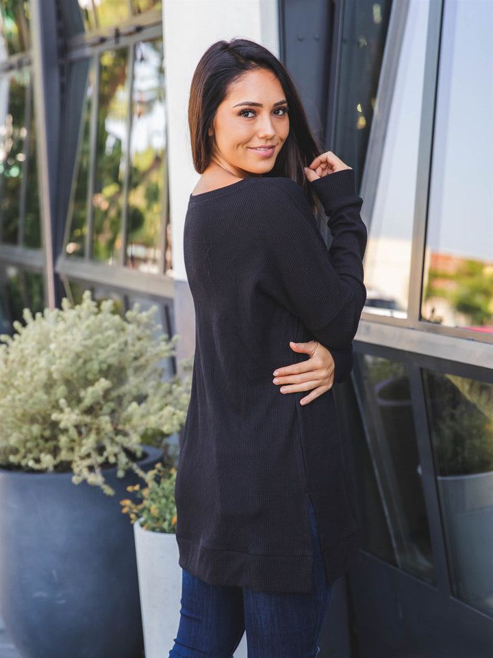 Waffle Knit Split Hem Rory Tunic