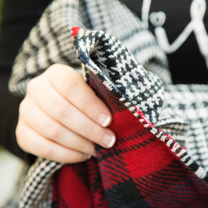 Red Checker Plaid Blanket Scarf - Tickled Teal LLC