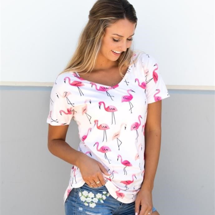 Flamingo Everyday Tee - Tickled Teal LLC