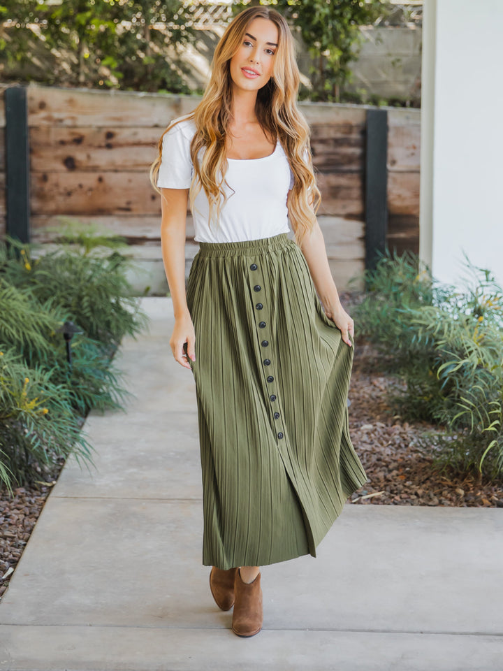 The Reed Pleated Midi Skirt