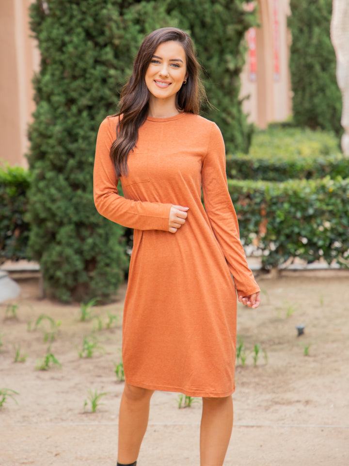 Long Sleeve Pocket T-Shirt Dress