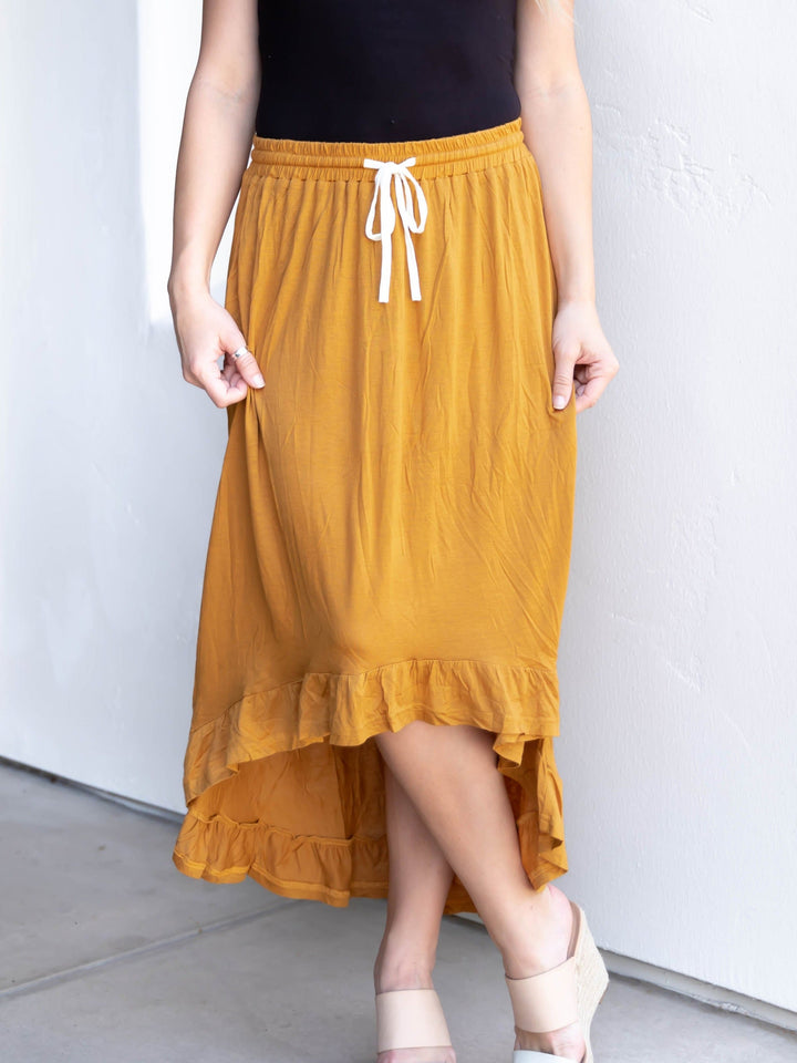 Tie Waist Ruffle Hem Rosa Skirt
