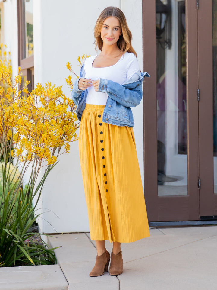 The Reed Pleated Midi Skirt