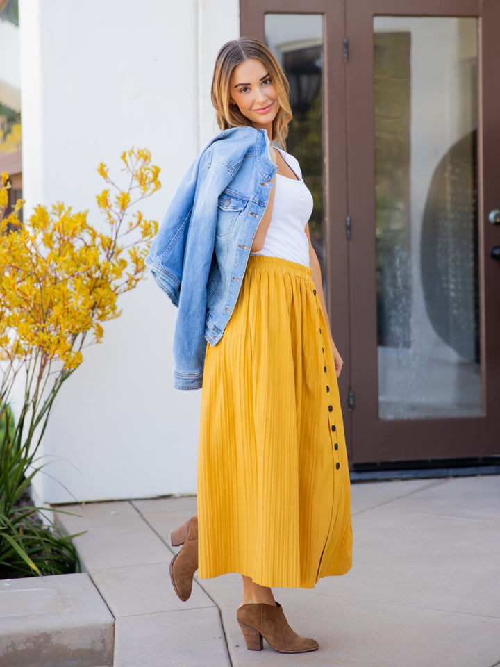 The Reed Pleated Midi Skirt