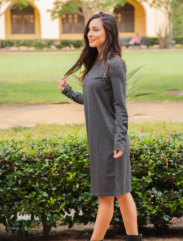 Long Sleeve Pocket T-Shirt Dress