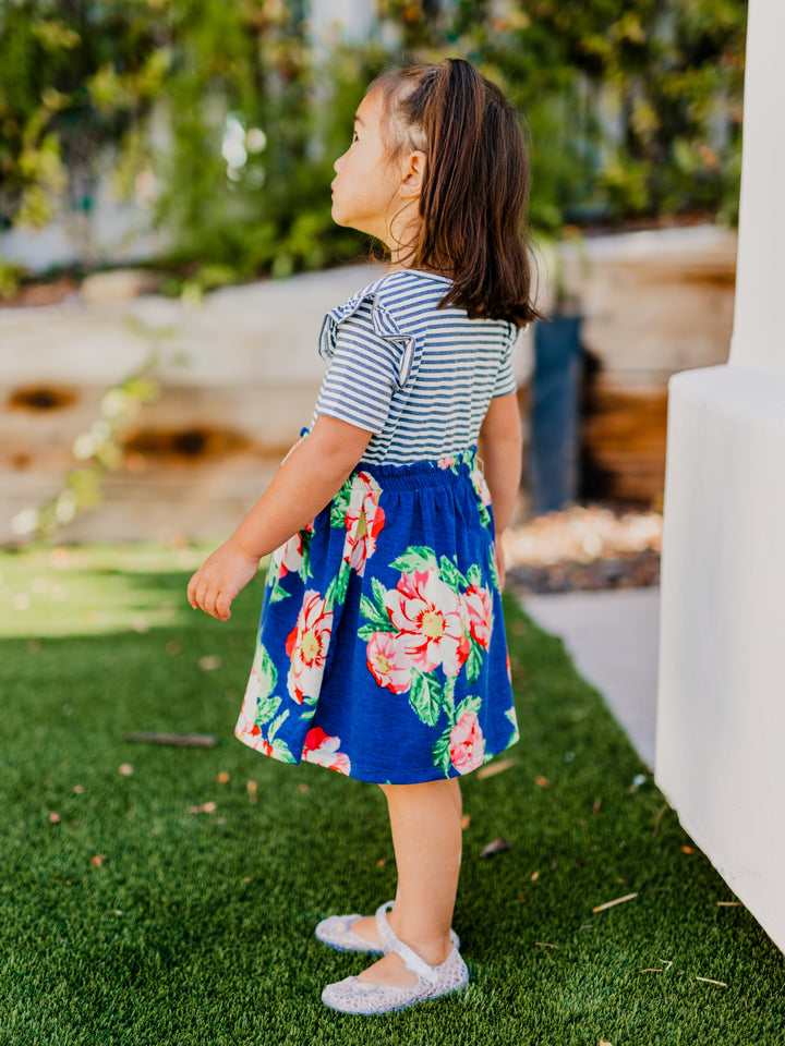 Little Girls Stripe Floral Dress