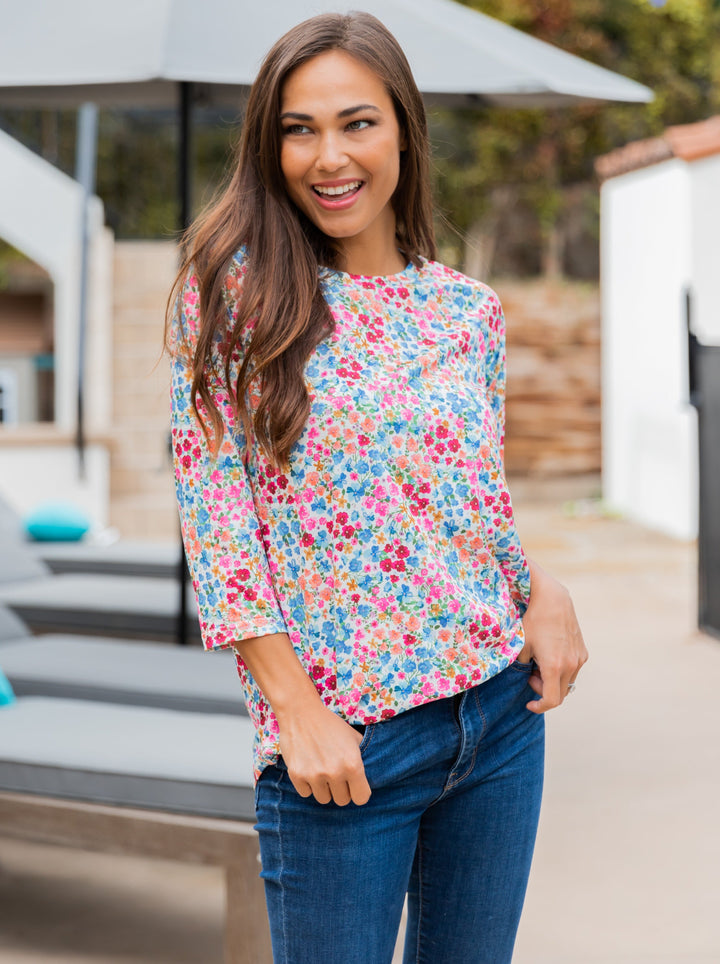3/4 Sleeve Floral Top