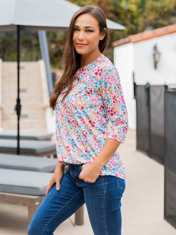 3/4 Sleeve Floral Top