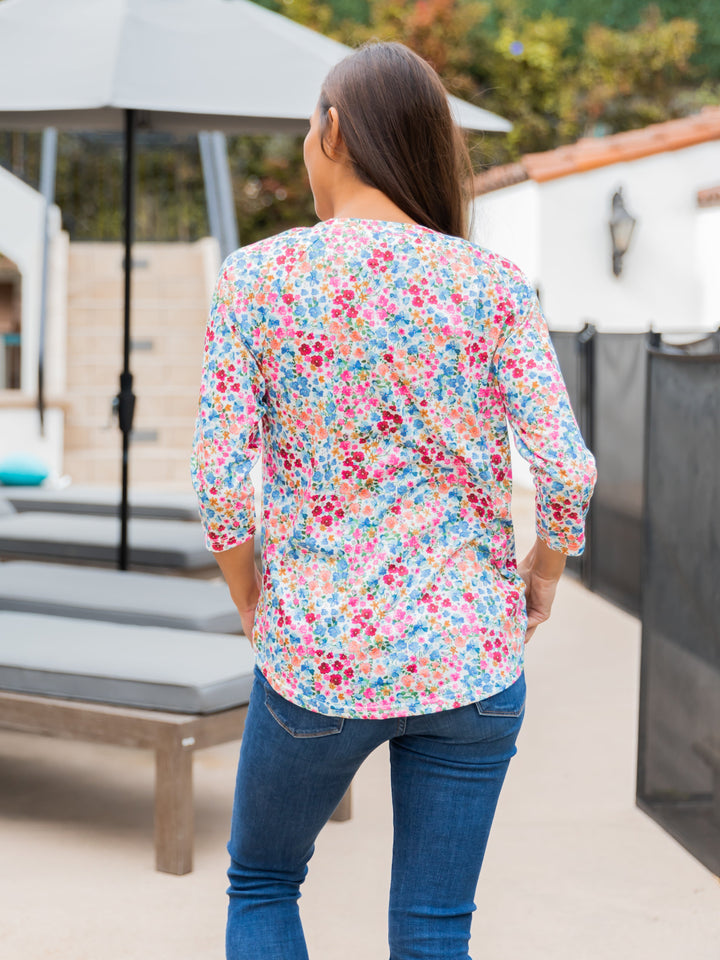 3/4 Sleeve Floral Top