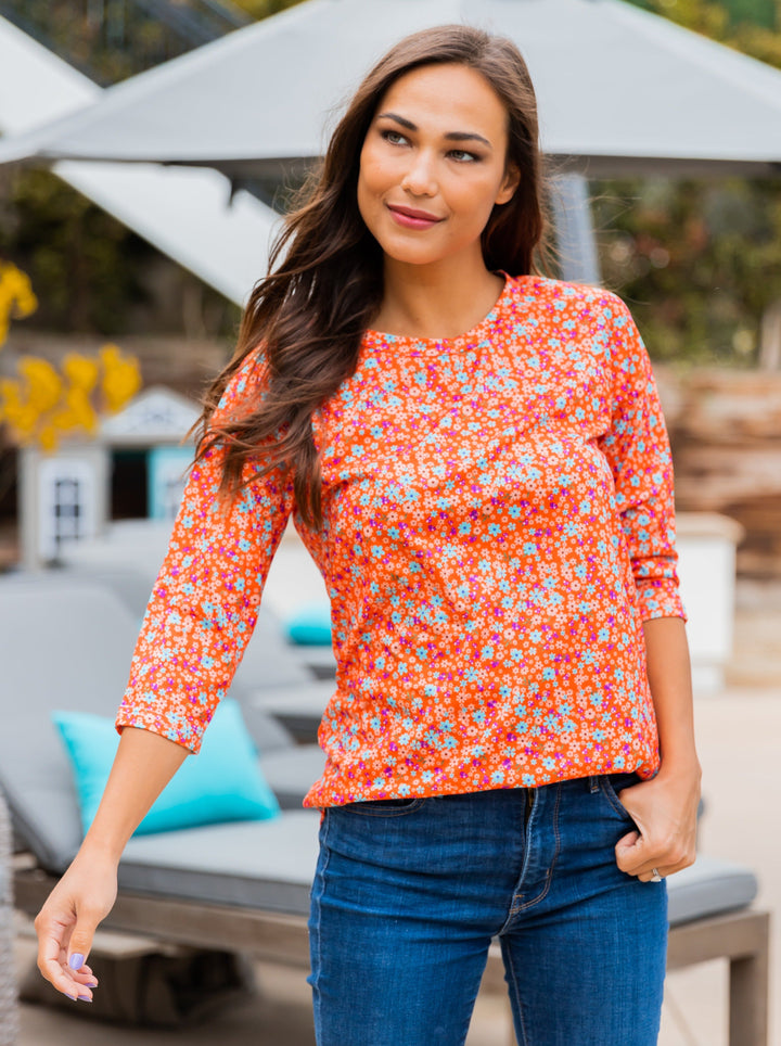3/4 Sleeve Floral Top