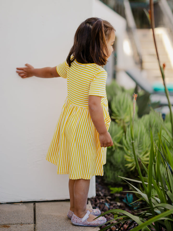 Striped Pocket Little Girls Dress