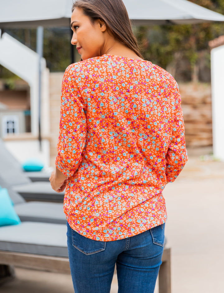 3/4 Sleeve Floral Top