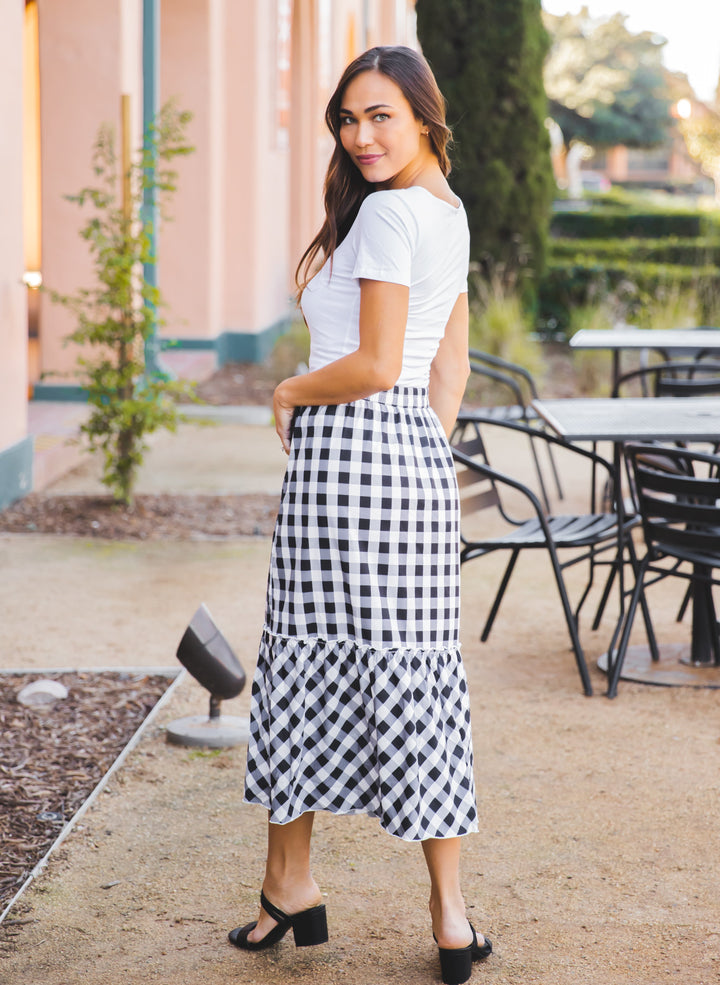 Gingham Midi Skirt