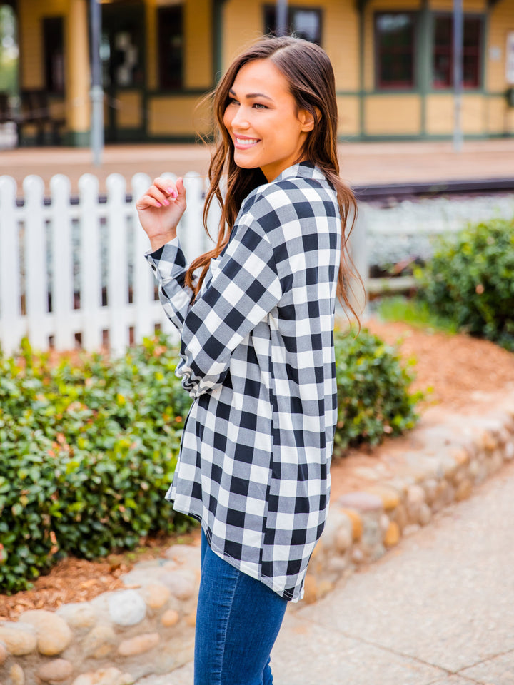 Plaid Hi-Lo Button Tunic
