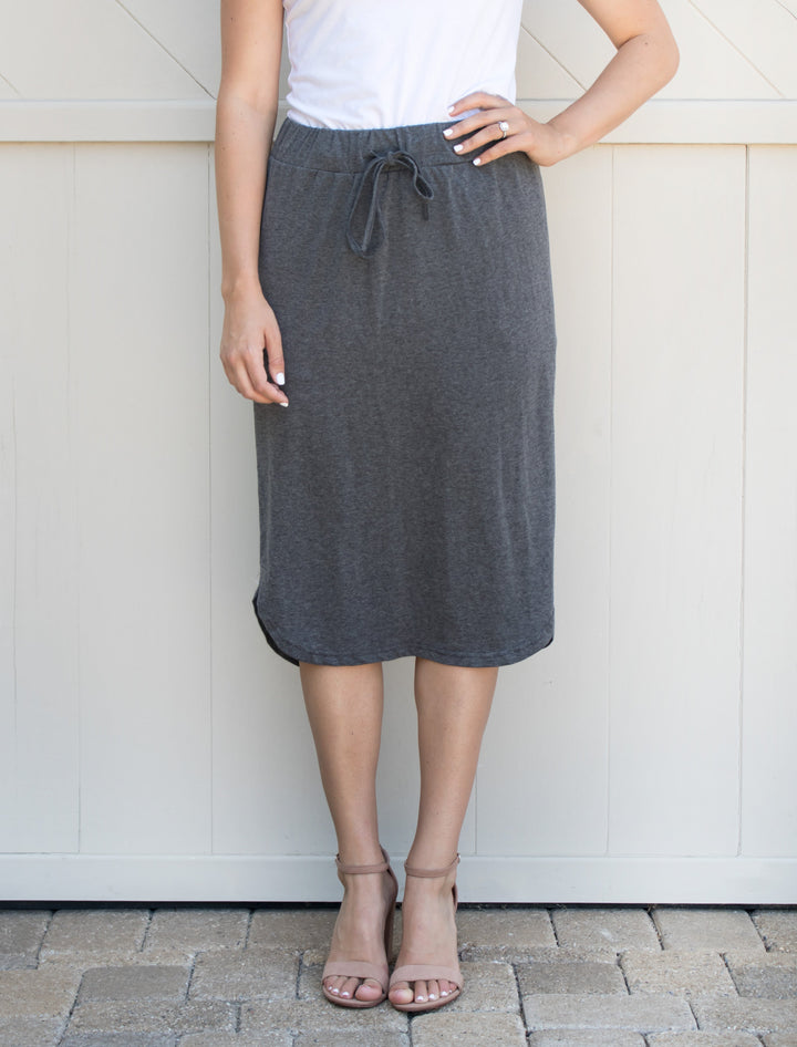 Tie Waist Laidback Midi Skirt