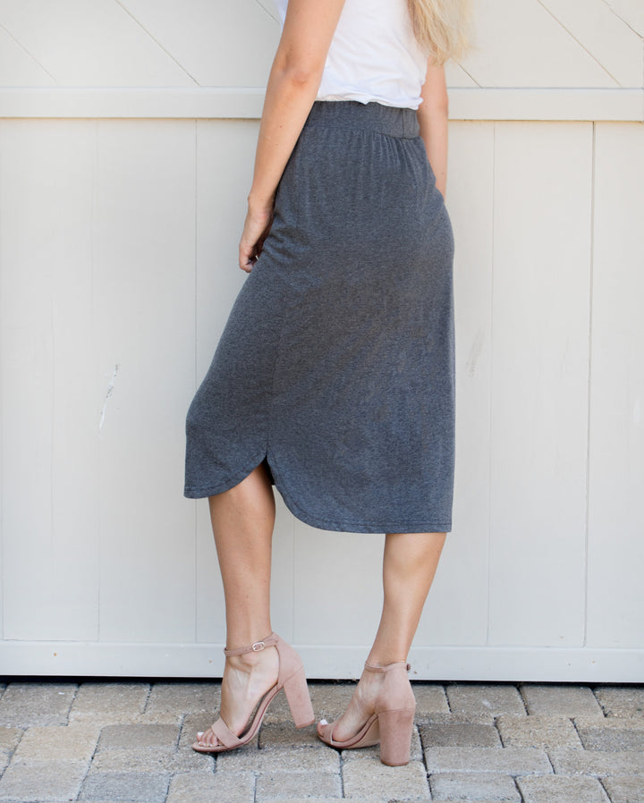 Tie Waist Laidback Midi Skirt