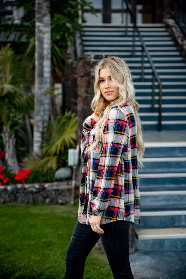 The Whitney Plaid Button Down Top