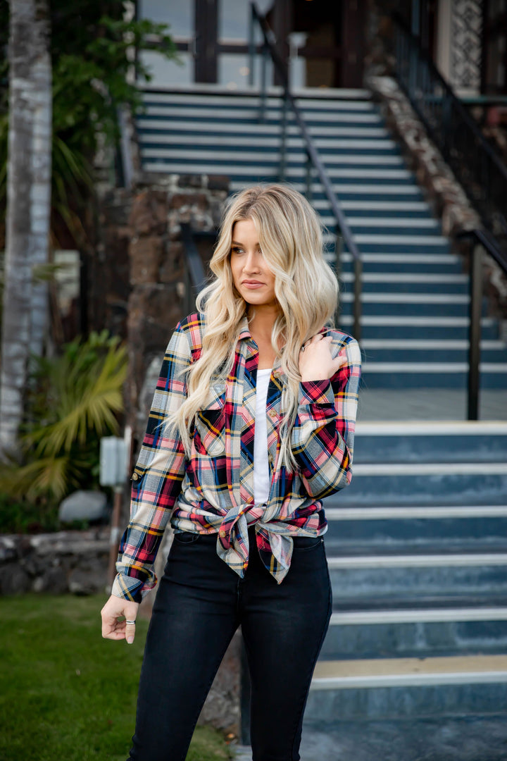 The Whitney Plaid Button Down Top