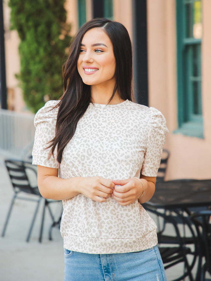Puff Sleeve Animal Print Elara Top