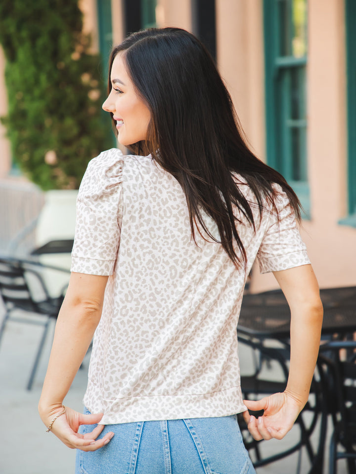 Puff Sleeve Animal Print Elara Top