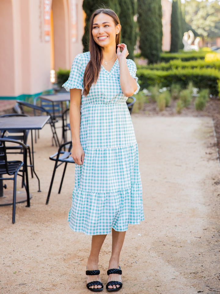 Tiered Gingham Dress