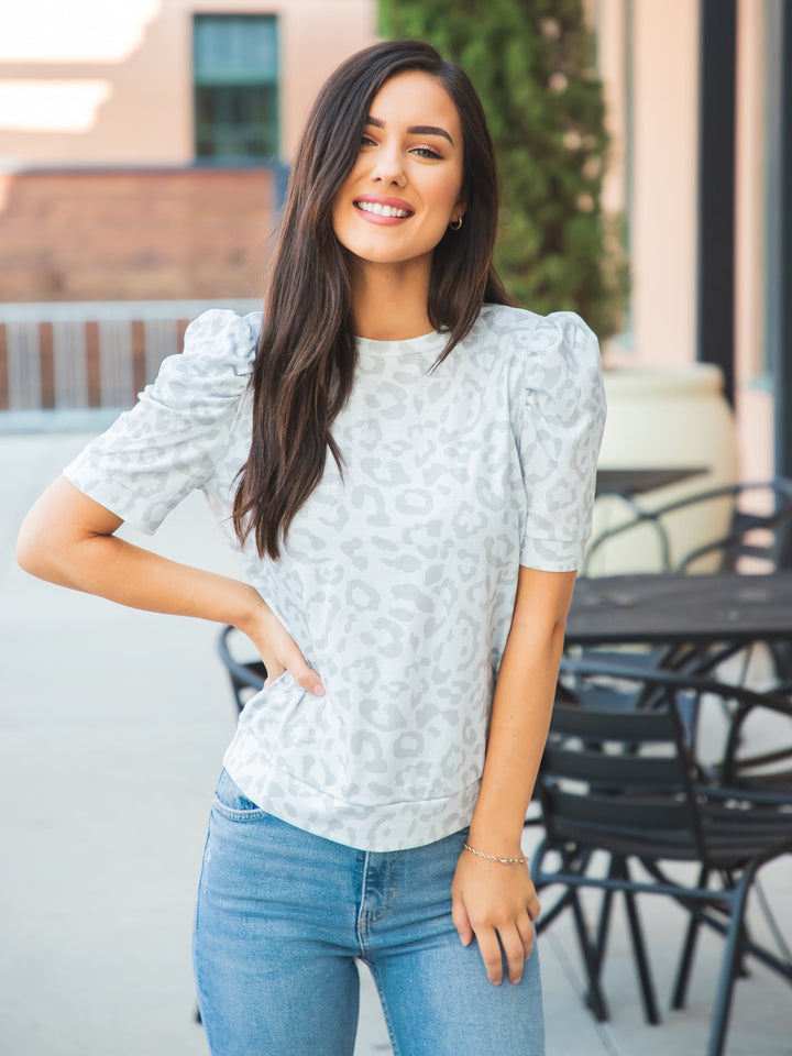Puff Sleeve Animal Print Elara Top
