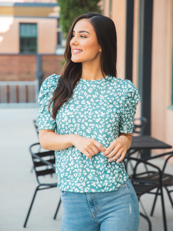 Puff Sleeve Animal Print Elara Top