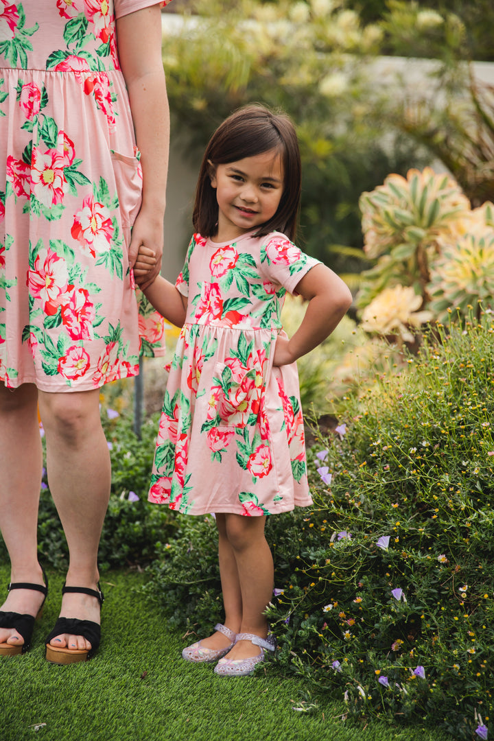 Floral Pocket Little Girls Dress