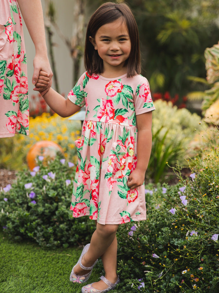 Floral Pocket Little Girls Dress