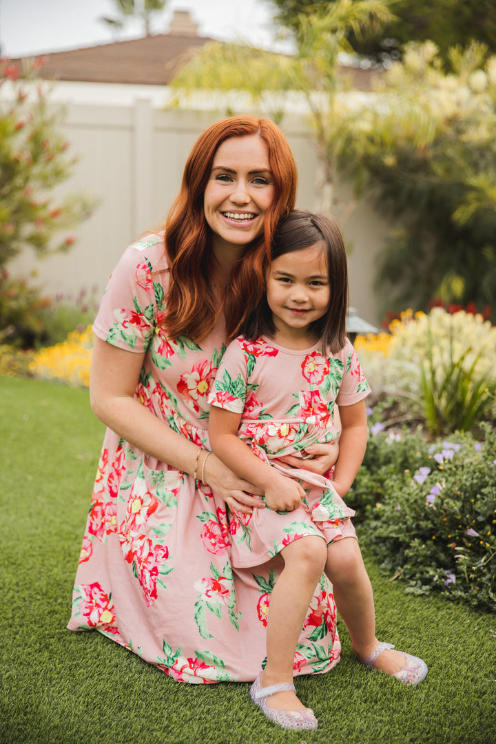 Floral Pocket Little Girls Dress