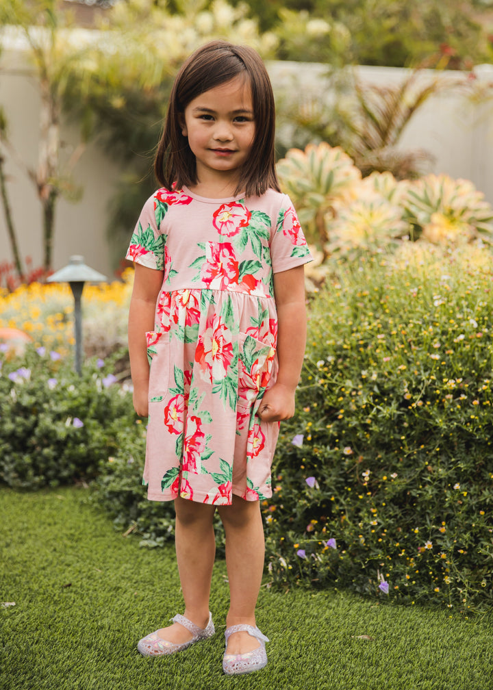 Floral Pocket Little Girls Dress