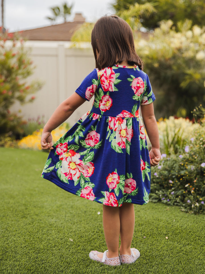 Floral Pocket Little Girls Dress