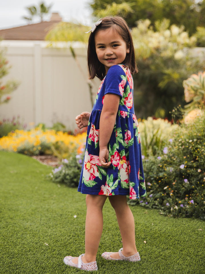 Floral Pocket Little Girls Dress