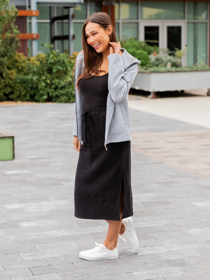 Side Slit Sweatshirt Skirt