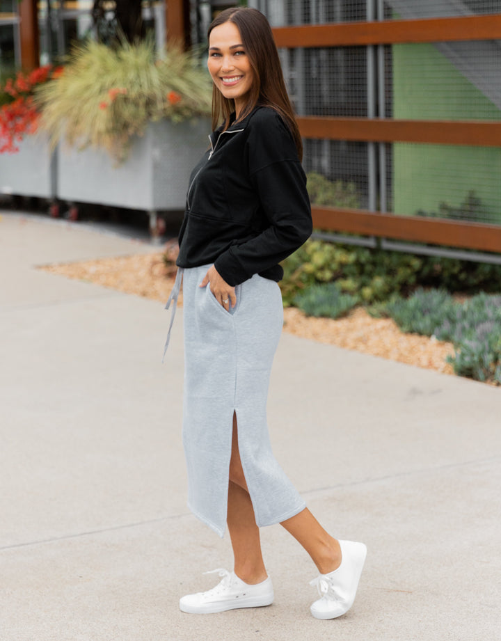Side Slit Sweatshirt Skirt