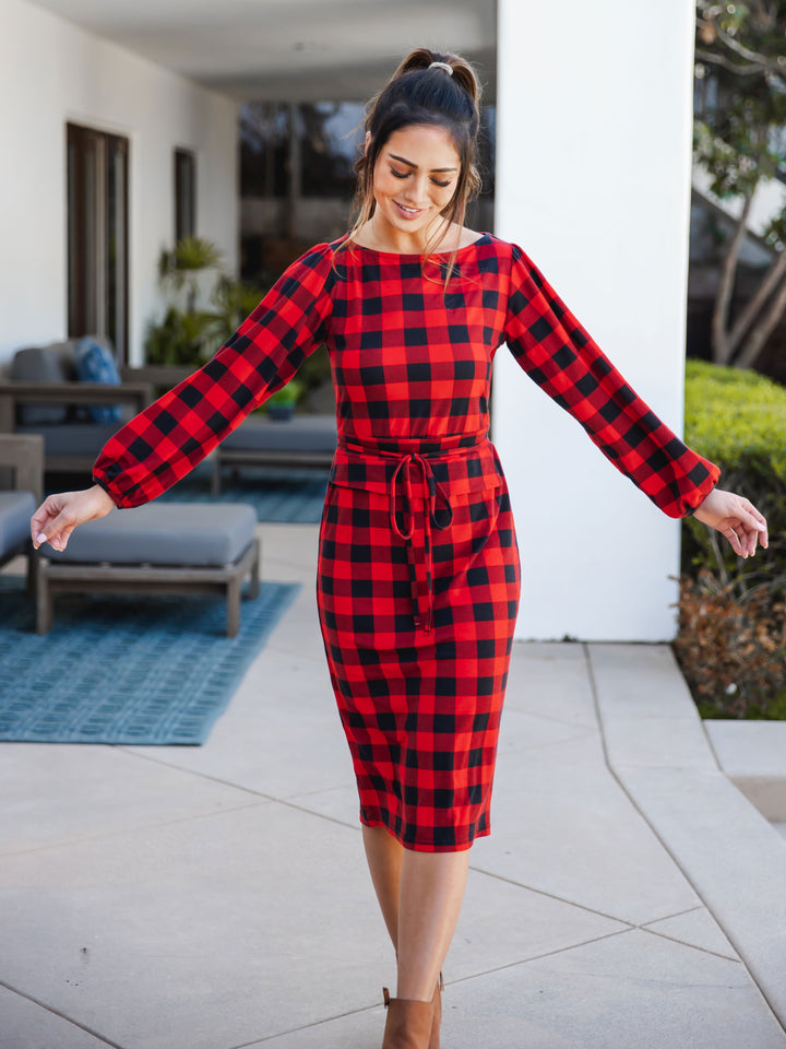 Plaid Tie Waist Levi Dress